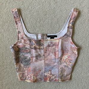 Graphic/patterned corset sleeveless top